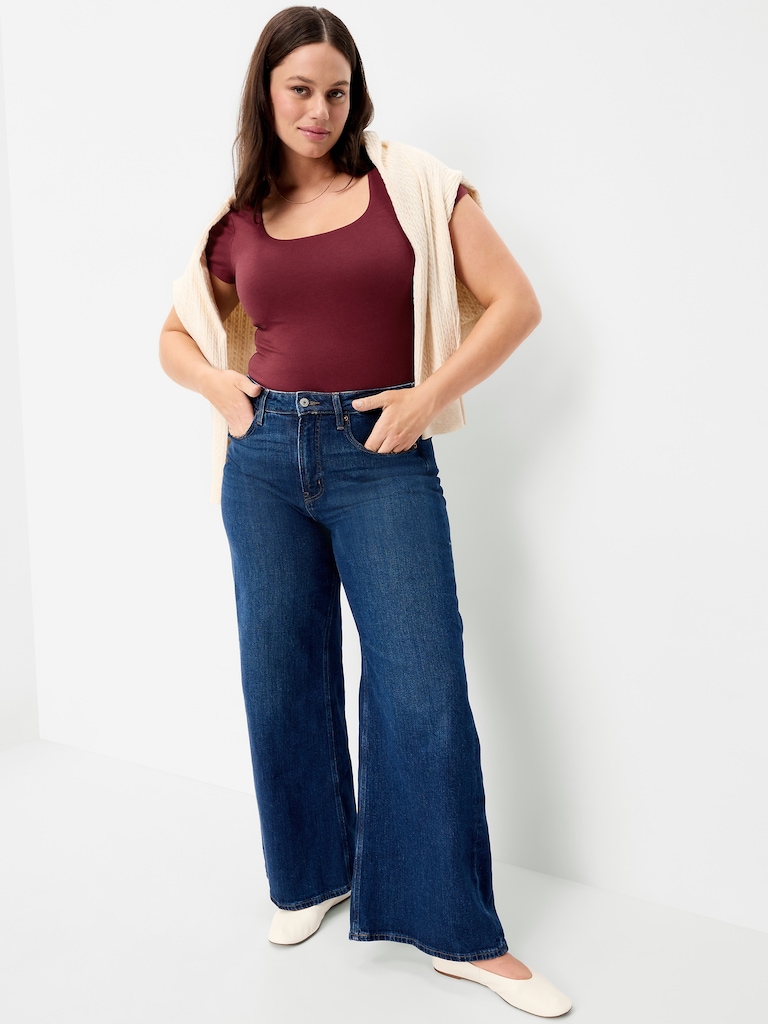 Hug Double-Layer Scoop-Neck Top