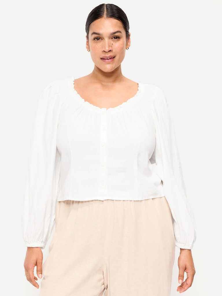 Long-Sleeve Button-Down Top