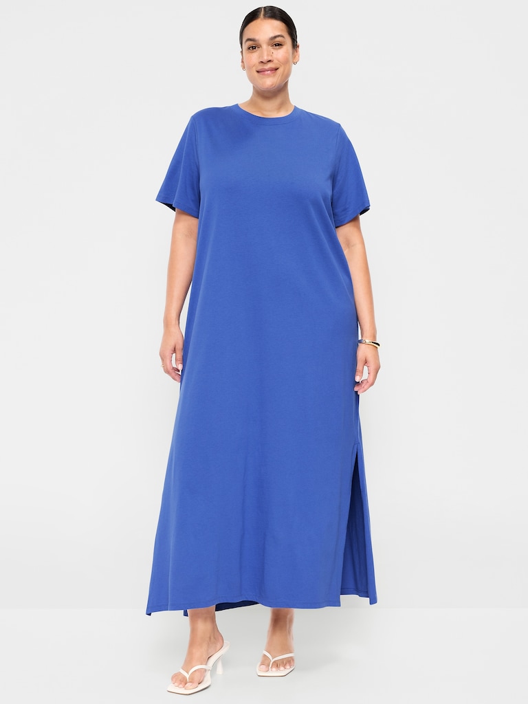 Vintage Crew-Neck Maxi Dress