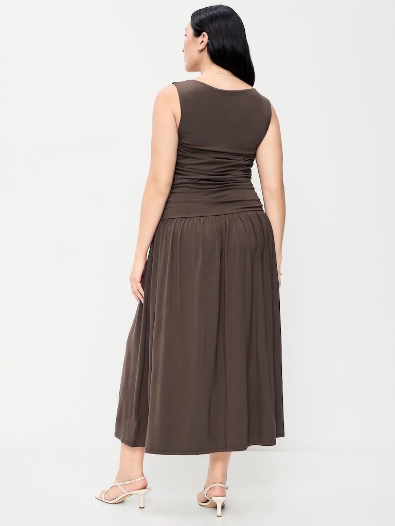 Fit & Flare Drop-Waist Maxi Dress