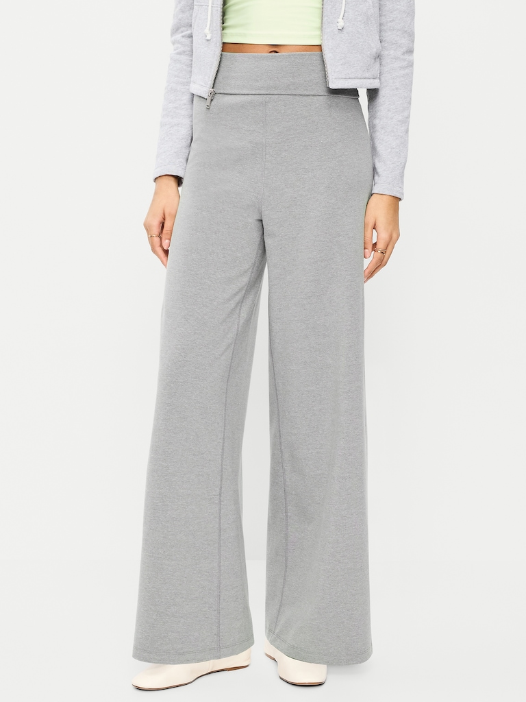 High-Waisted PowerChill Fold-Over Wide-Leg Pants