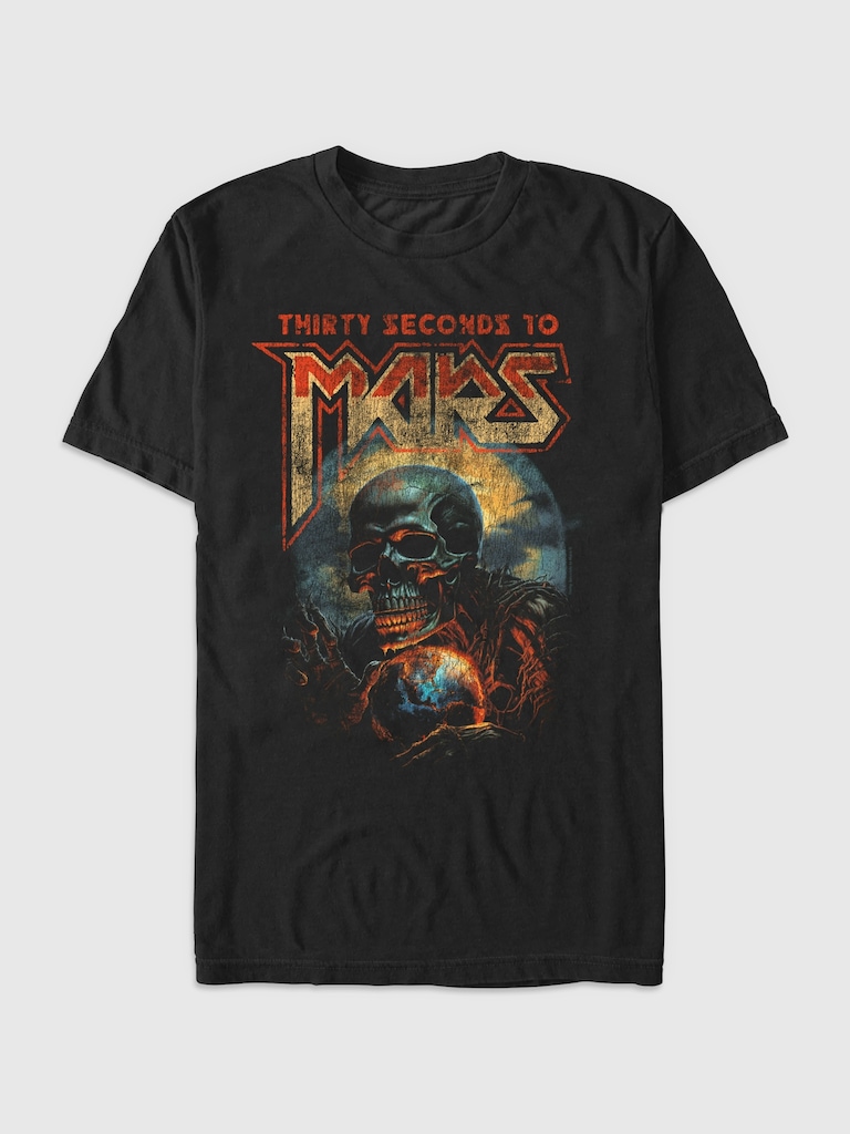 30 Seconds to Mars Vintage Skull Mars Graphic T-Shirt