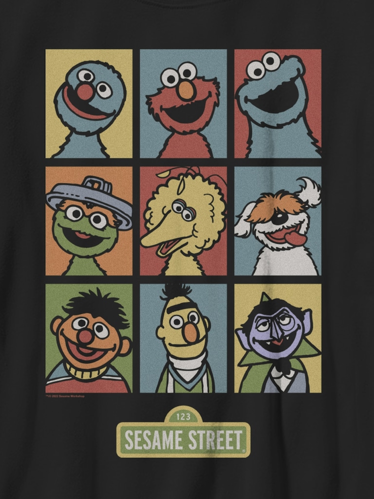 Sesame Street Puppet Grid Graphic T-Shirt for Kids