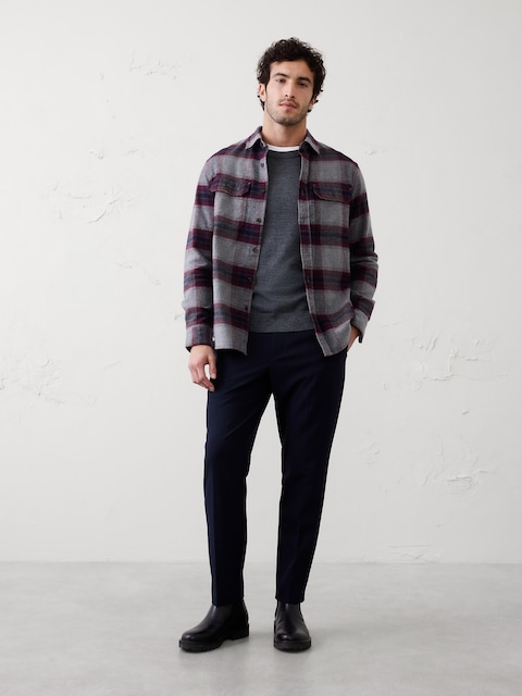Chemise Banana Republic Homme - Lin, Coupe Slim, Orange Et Blanc Damier, Très Bon état