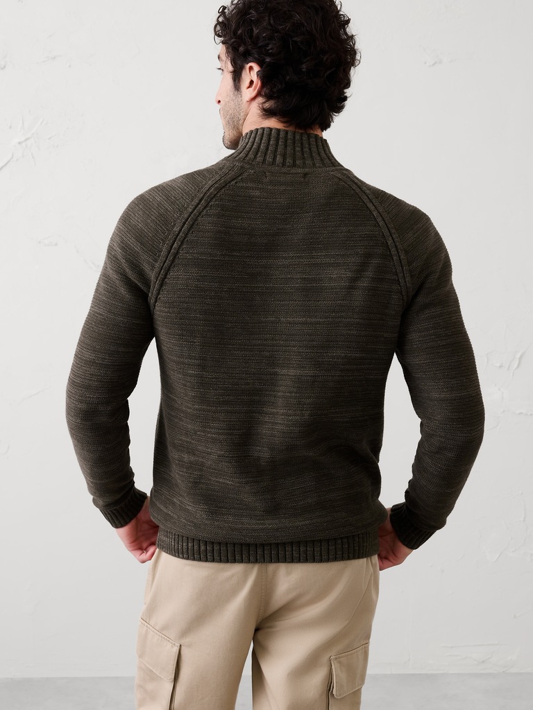 Mock-Neck Zippered Sweater