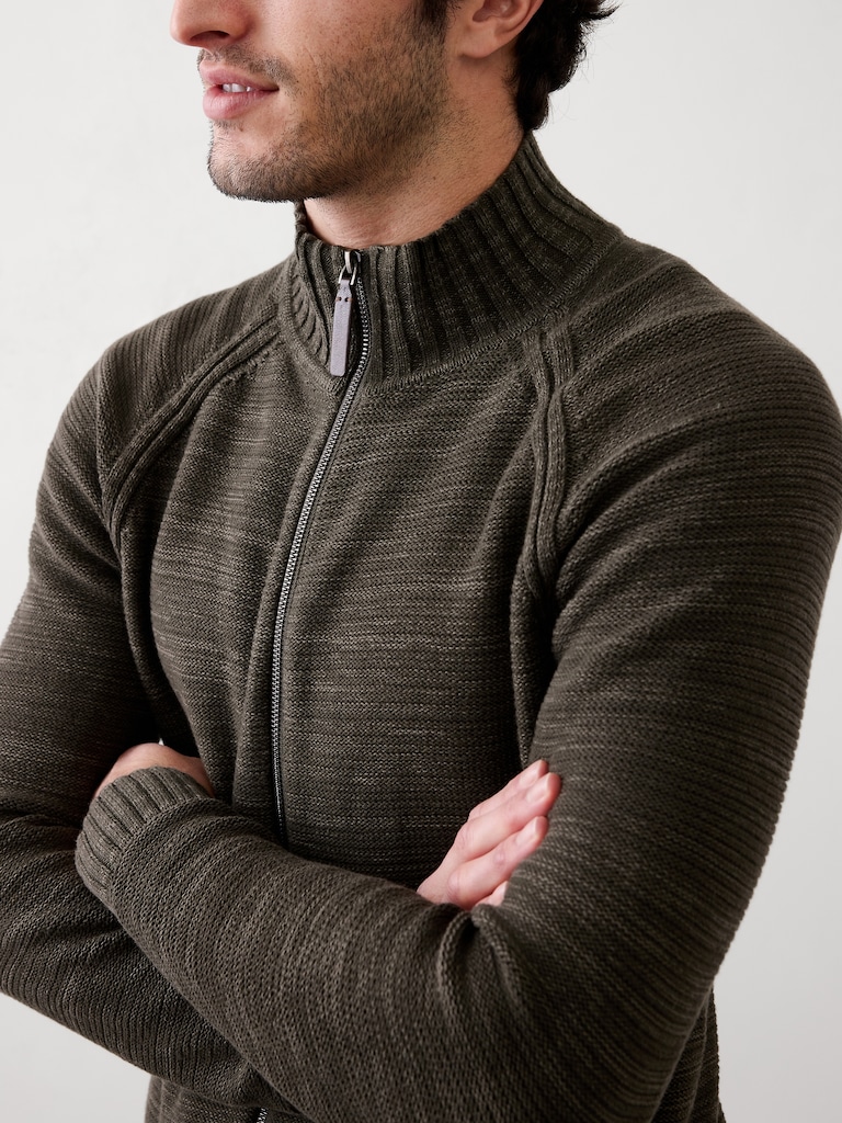 Mock-Neck Zippered Sweater