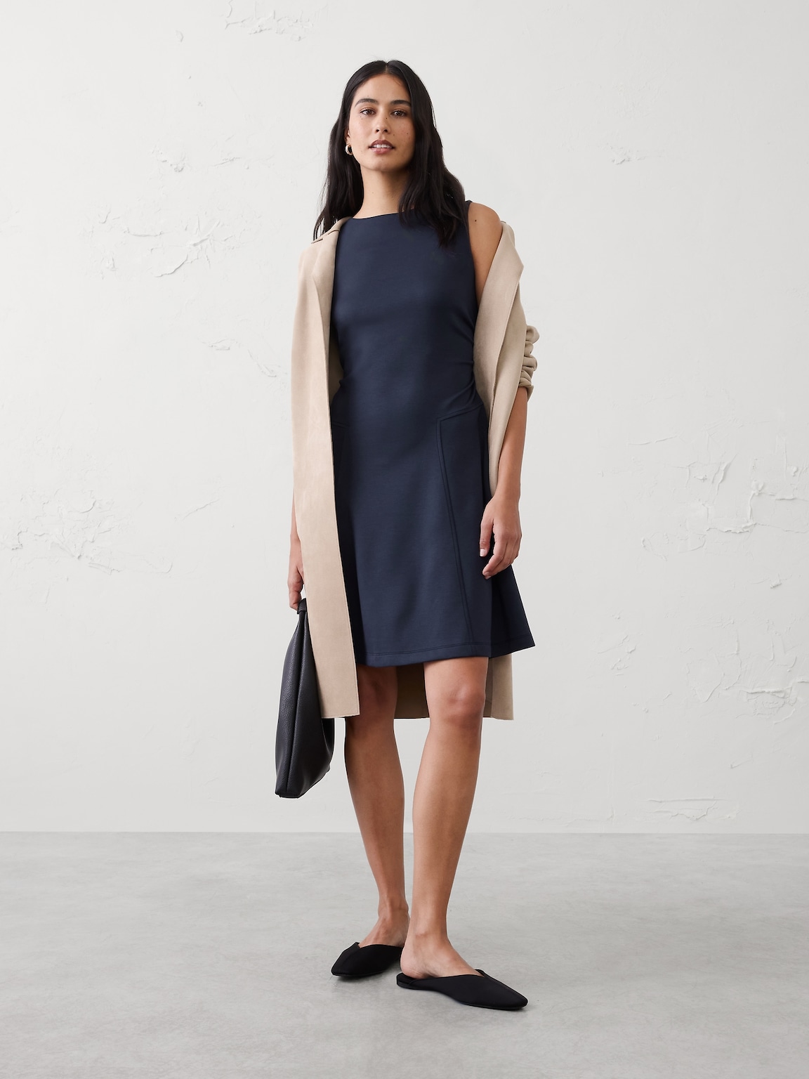Soft Touch Shirred-Waist Knee-Length Dress