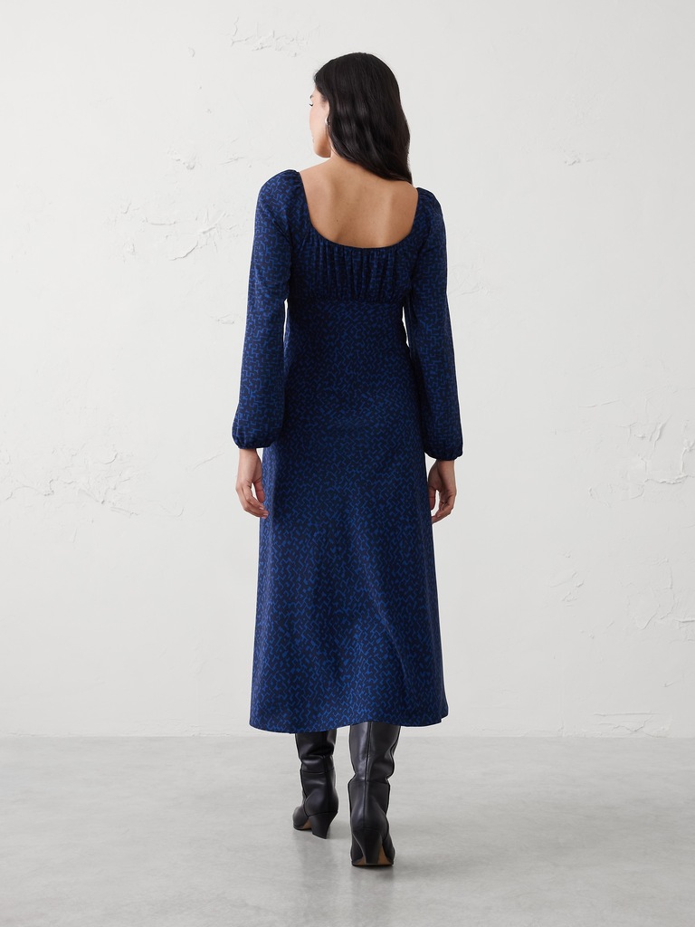 Shirred Bodice Midi Dress