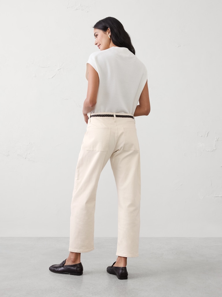 Mid-Rise Barrel-Leg Utility Jean