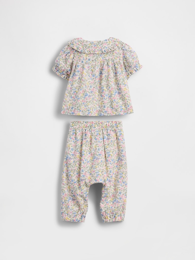 Baby Ruffle Puff-Sleeve Outfit Set