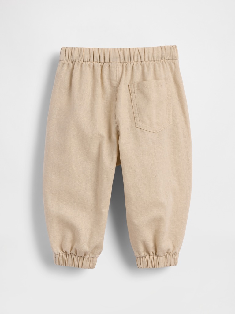 Baby Linen-Cotton Pull-On Barrel Pants