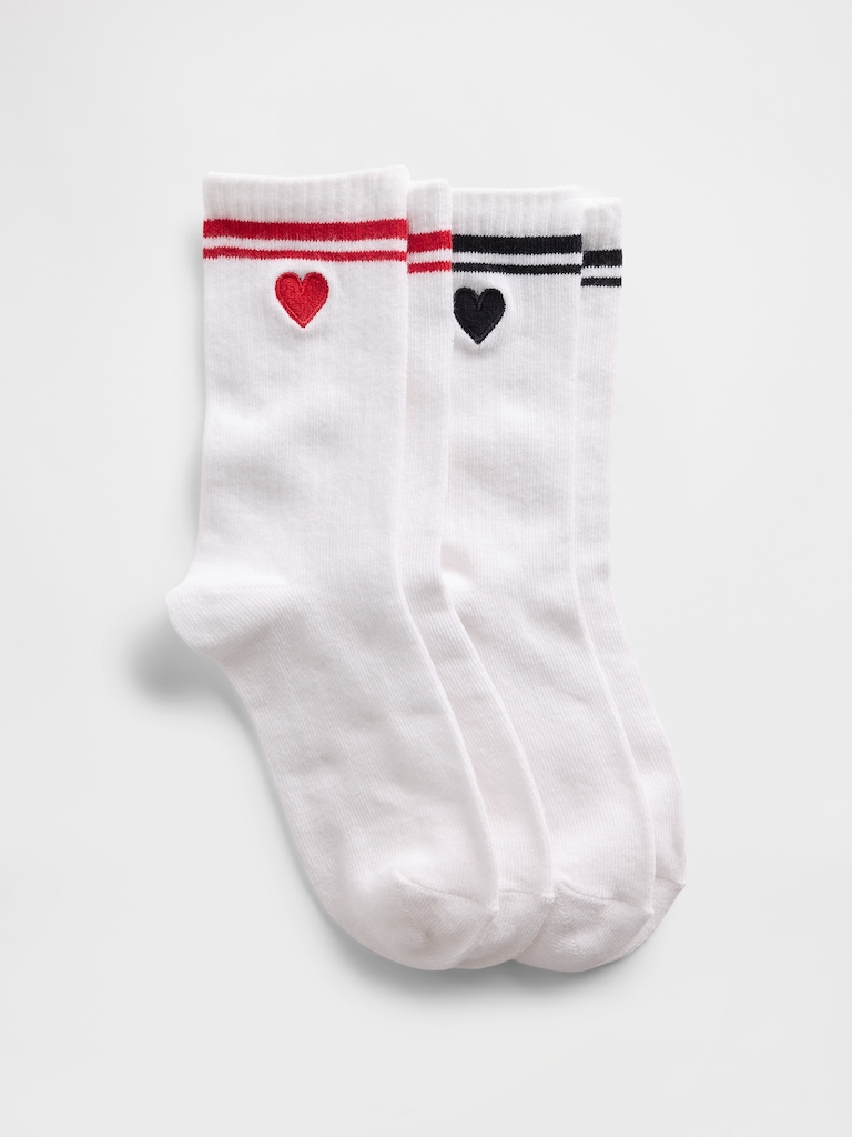 Kids Heart Crew Socks (2-Pack)