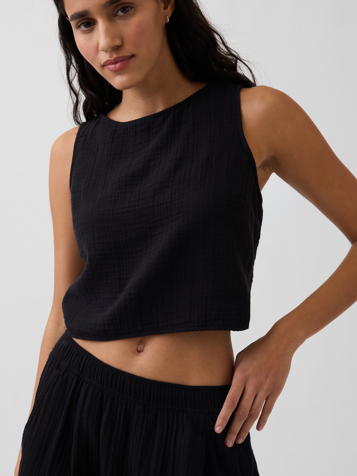 Cotton Gauze Easy Barrel Pants