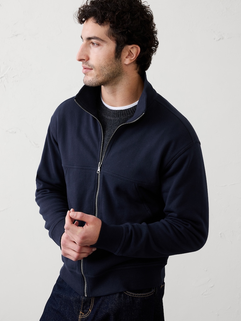 Washed Mock-Neck Jacket