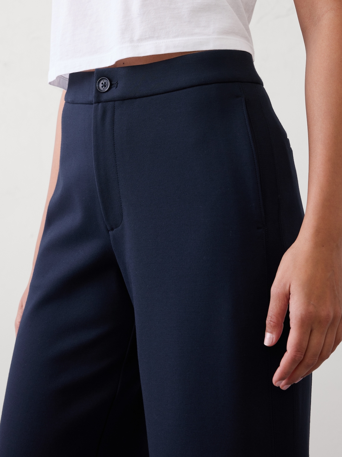 Wide-Leg High-Rise Ponte Pant