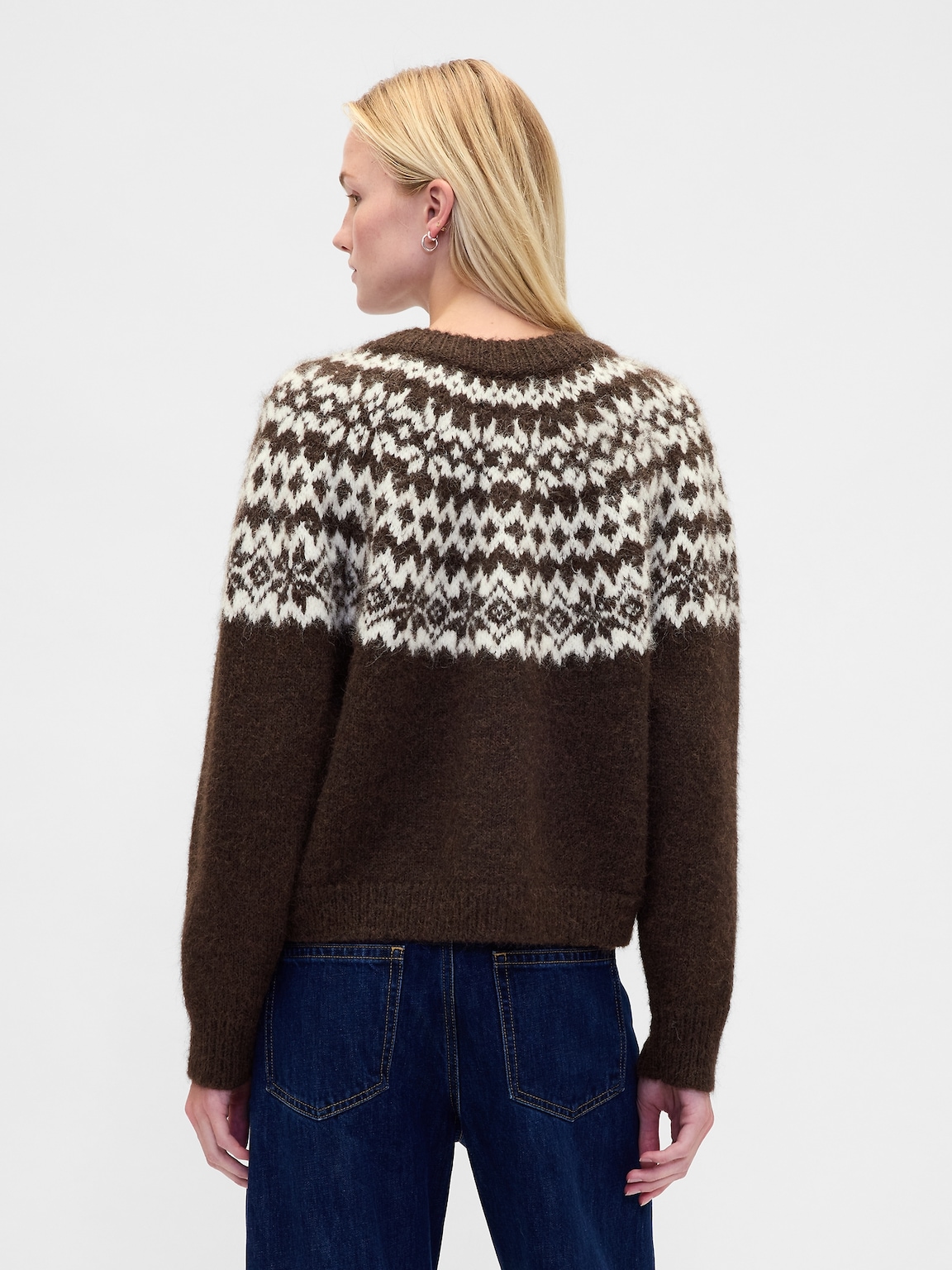 Fuzzy Fair Isle Cardigan Sweater