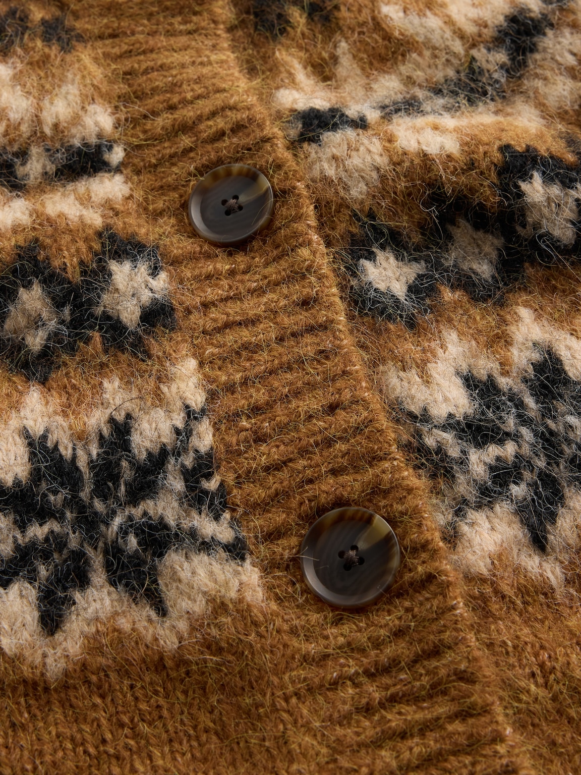 Fuzzy Fair Isle Cardigan Sweater