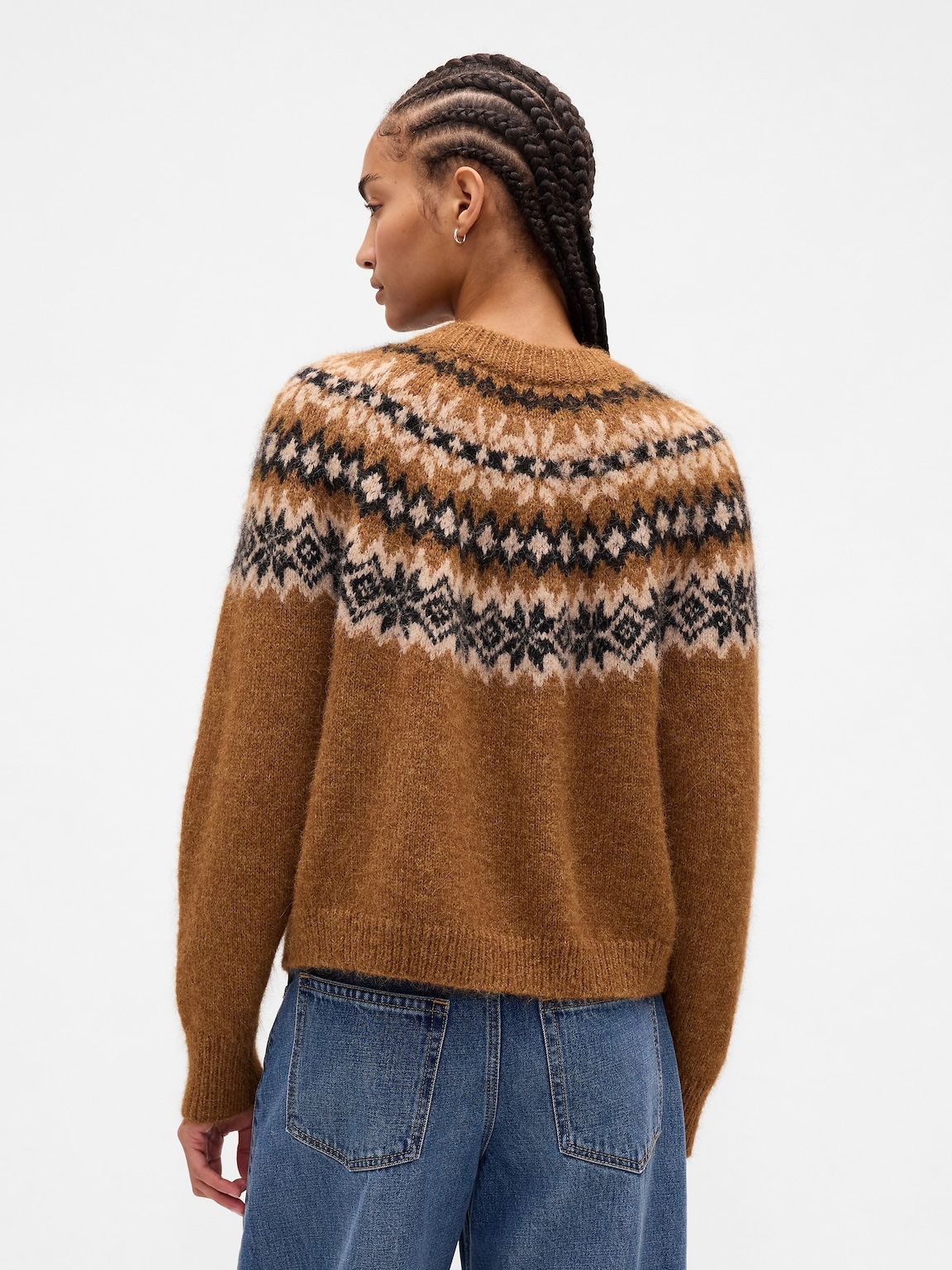 Fuzzy Fair Isle Cardigan Sweater