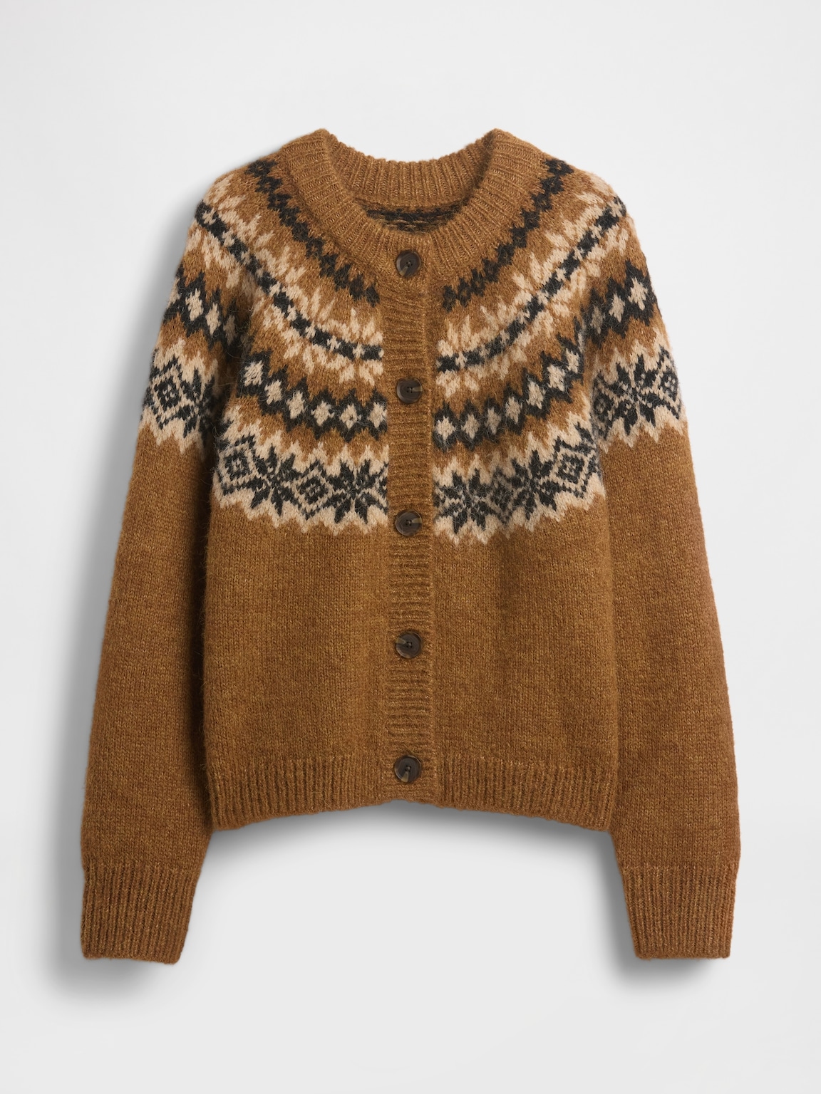 Fuzzy Fair Isle Cardigan Sweater