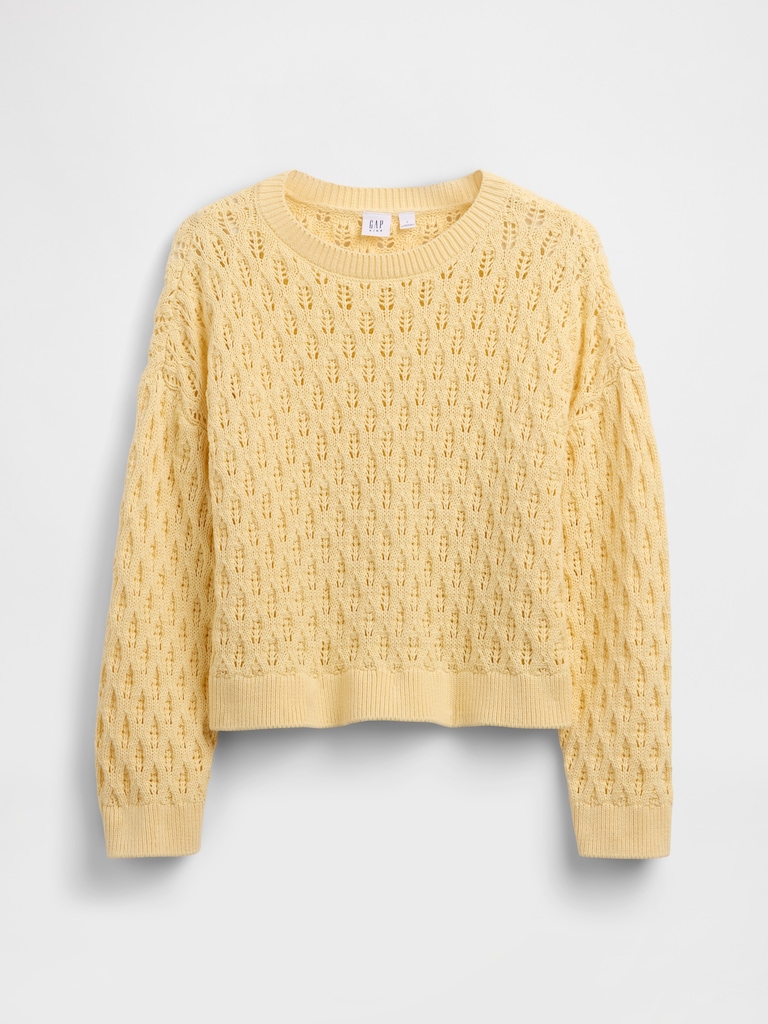 Kids Crochet Oversized Crewneck Sweater
