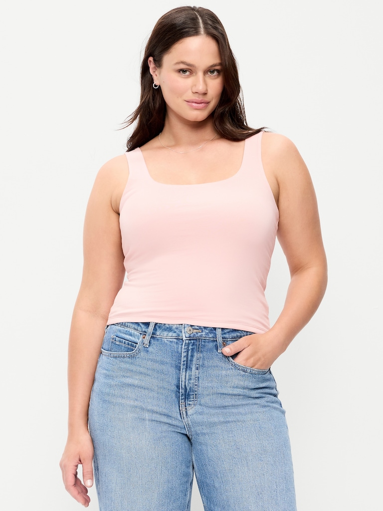 Hug Double-Layer Scoop-Neck Tank Top