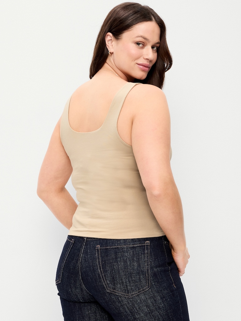 Hug Double-Layer Scoop-Neck Tank Top