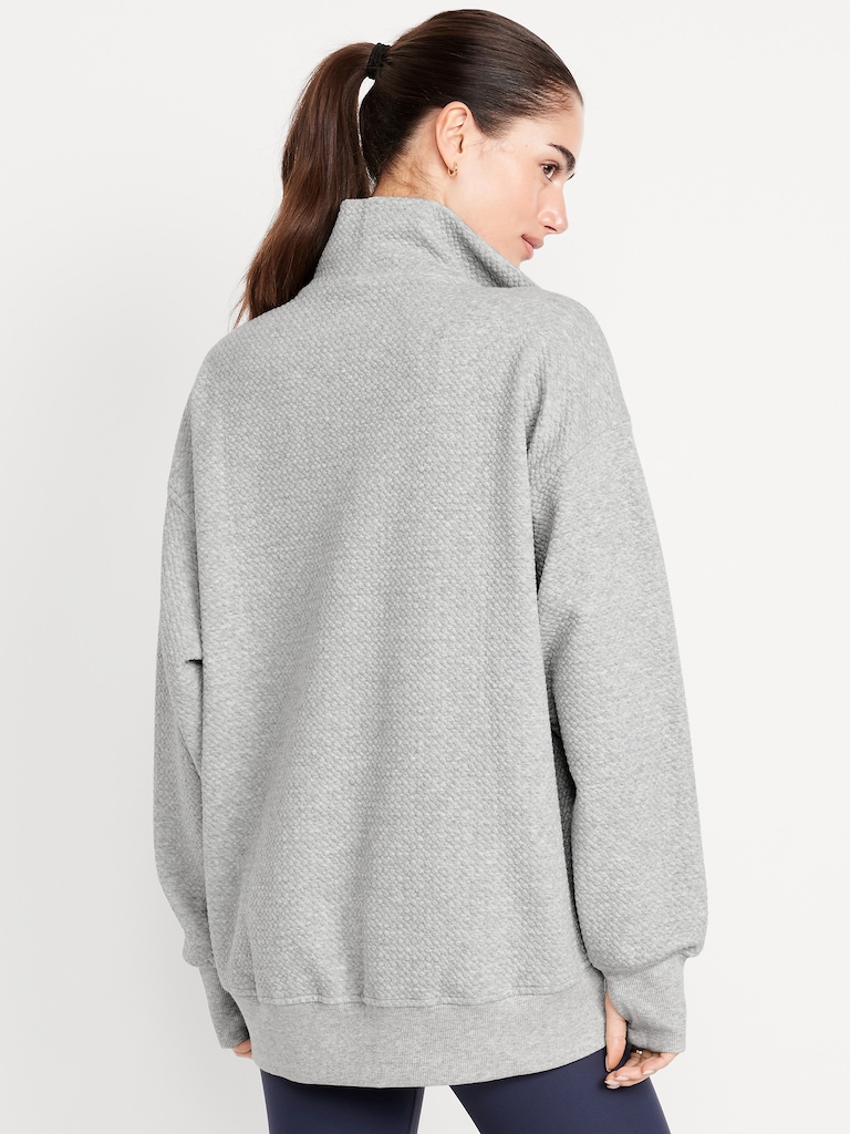 Dynamic Fleece Oversized Textured Tunic Sweatshirt