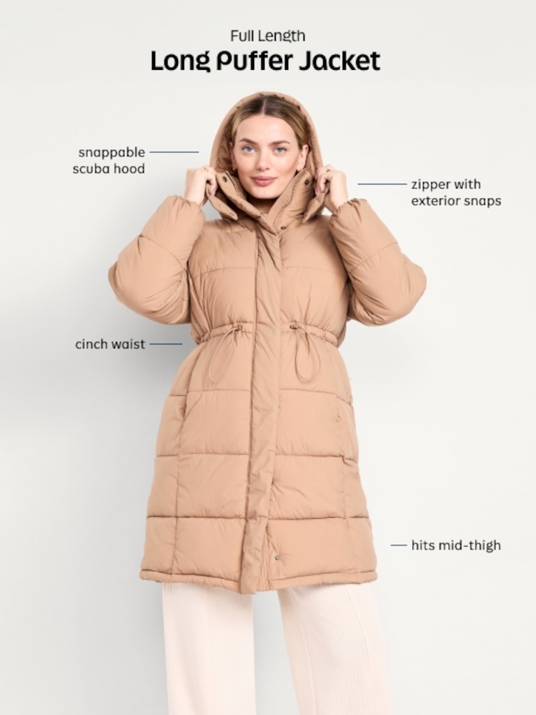 Water-Resistant Quilted Long Puffer Jacket