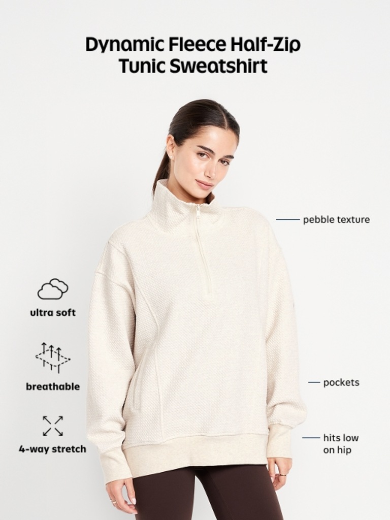 Dynamic Fleece Half-Zip Tunic Sweatshirt