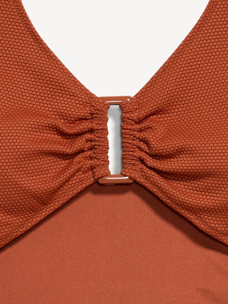 Textured One-Piece Cut-Out Swimsuit