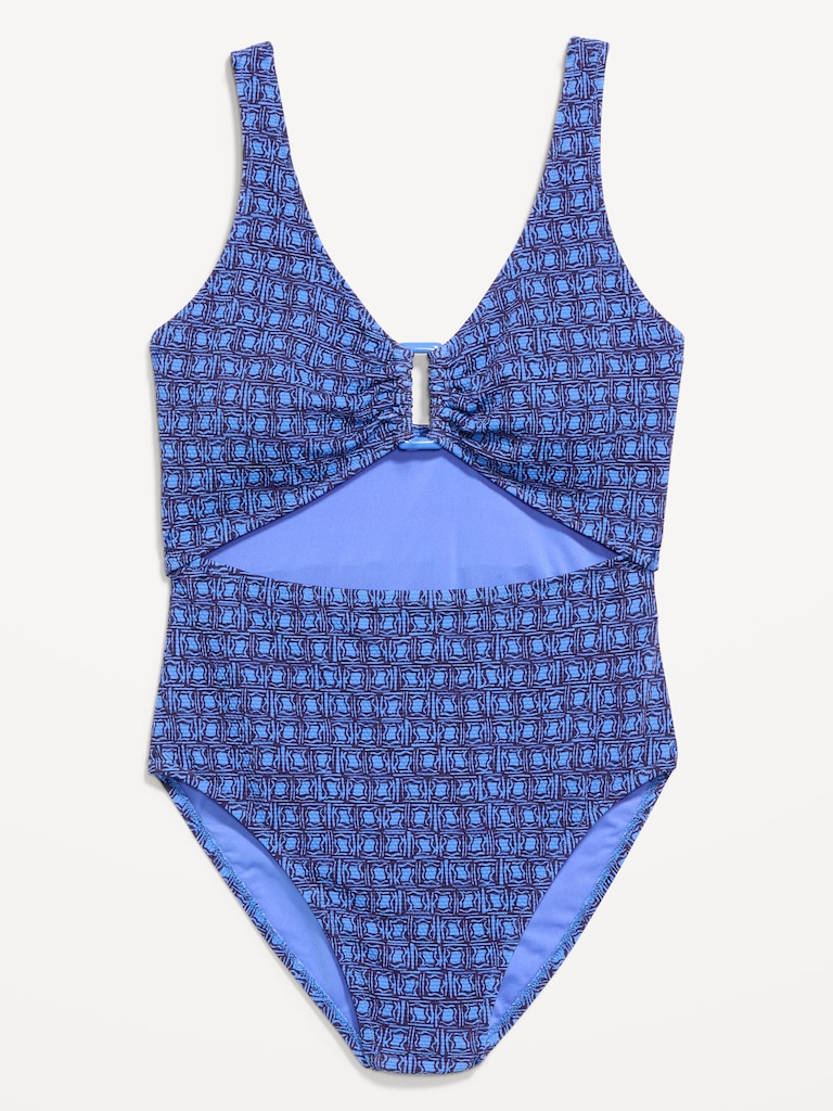 Textured One-Piece Cut-Out Swimsuit