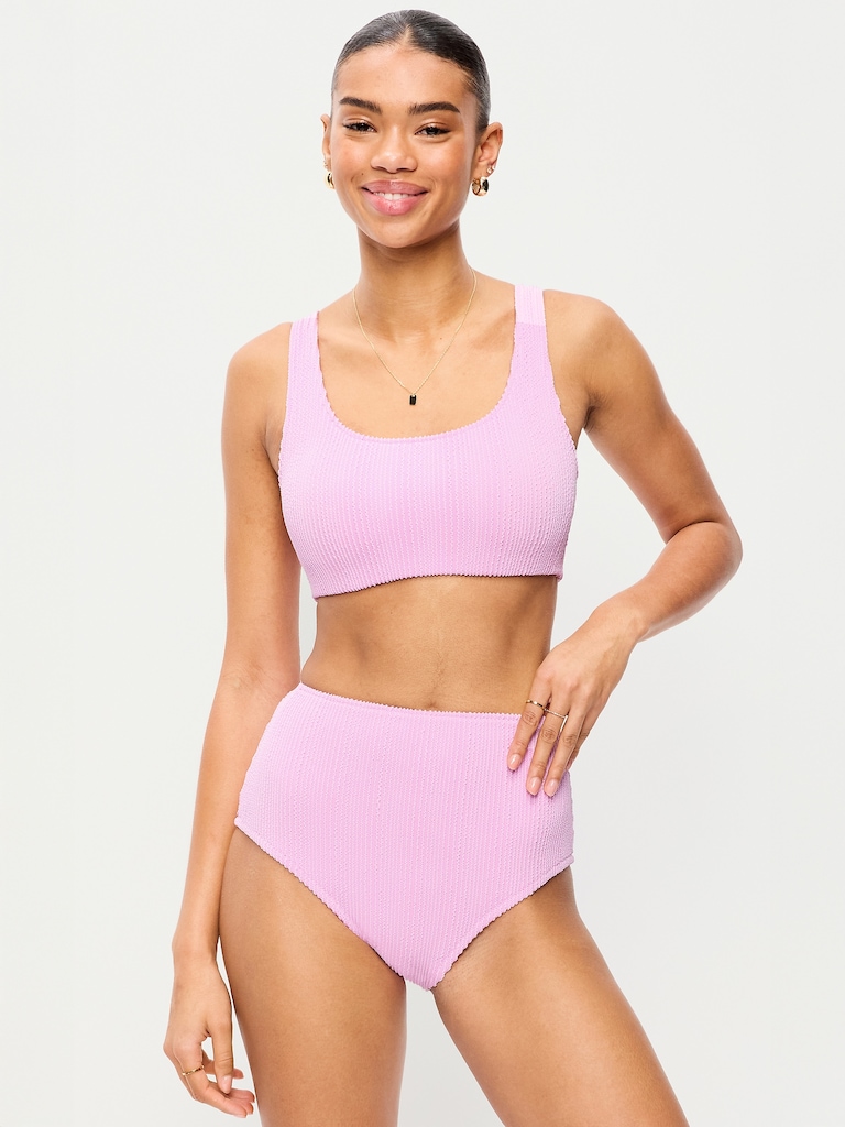 Ribbed Scoop-Neck Swim Top