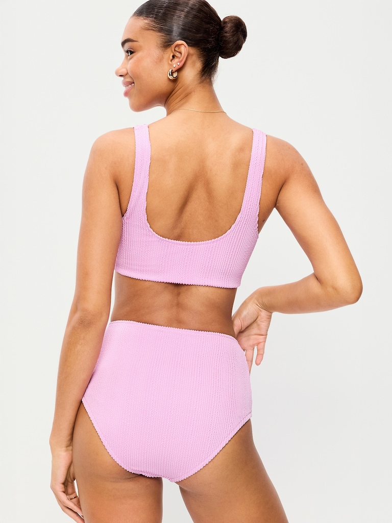 Ribbed Scoop-Neck Swim Top