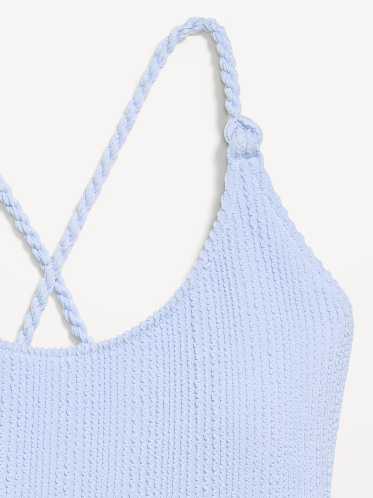 Ribbed Braided-Strap One-Piece Swimsuit