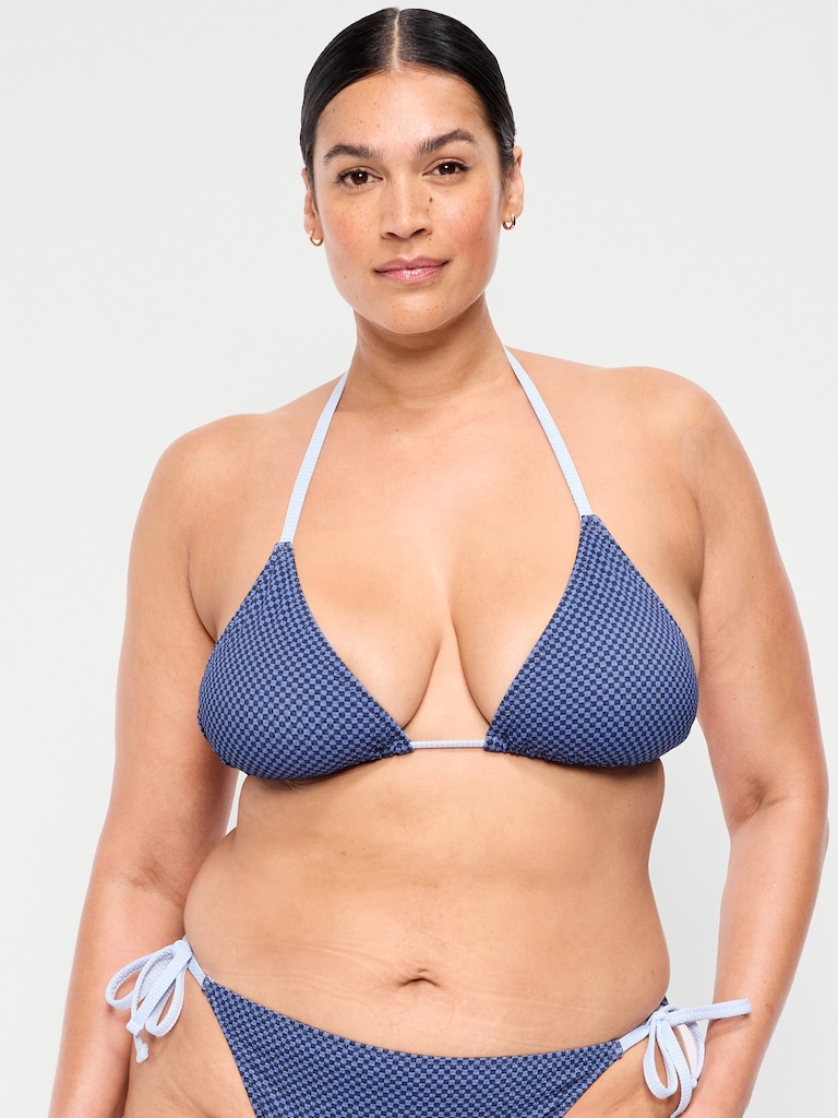 Pique Triangle String Bikini Swim Top