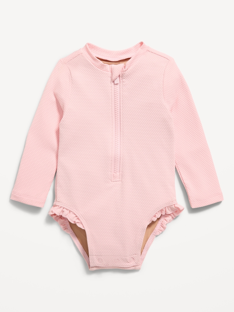 Long-Sleeve Rashguard Swim One-Piece for Baby