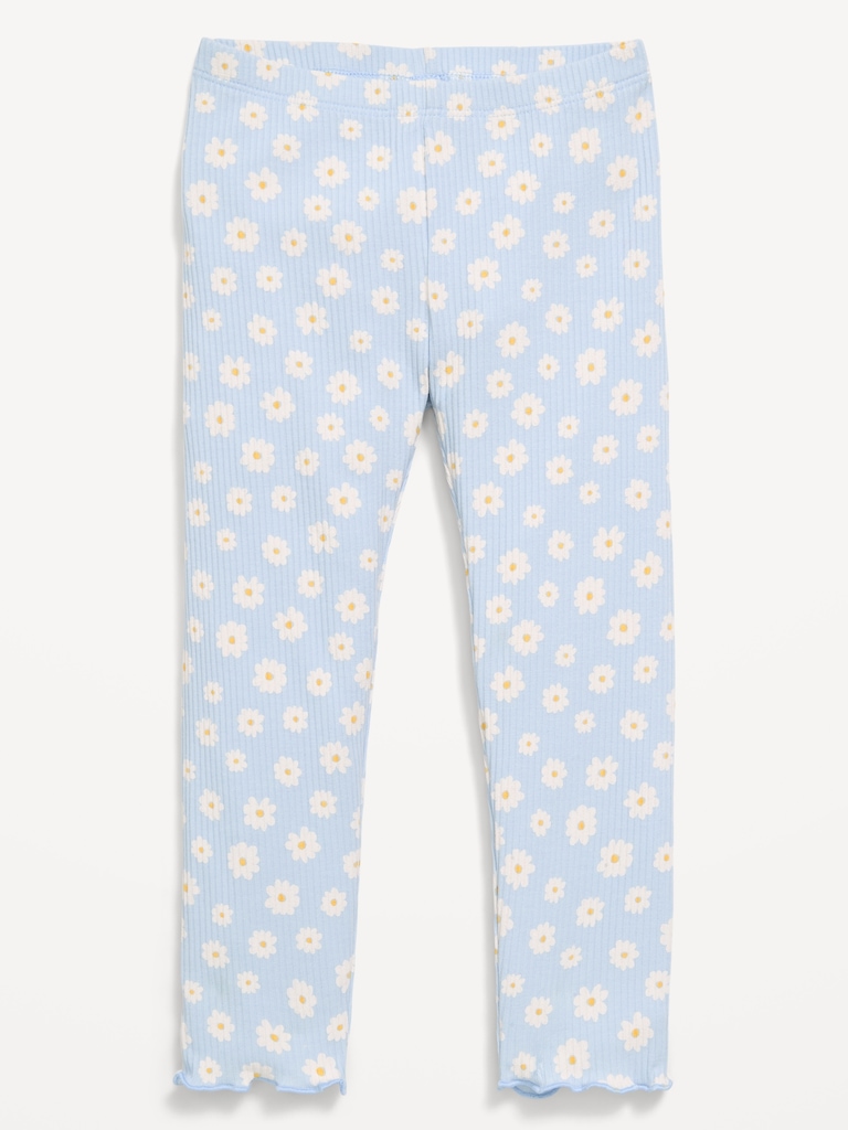 Printed Full-Length Textured Leggings for Toddler Girls