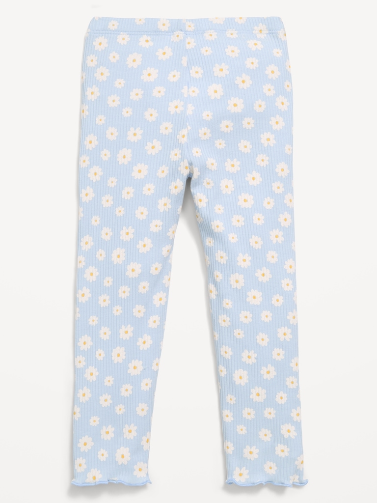 Printed Full-Length Textured Leggings for Toddler Girls