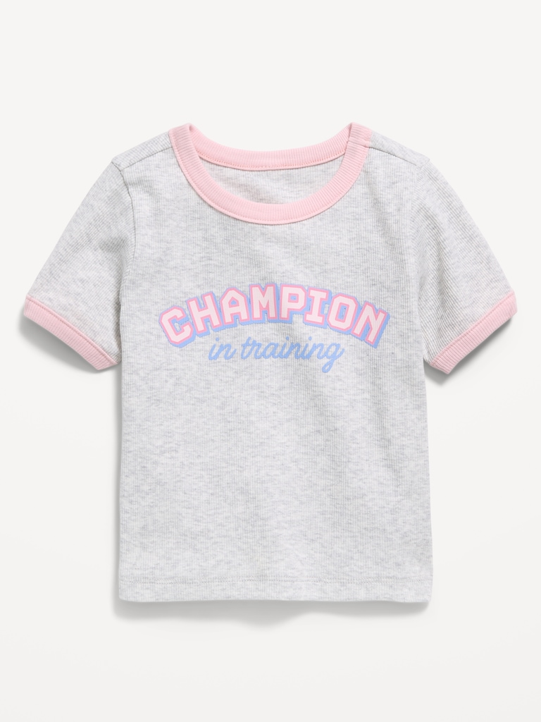 Short-Sleeve Ringer Graphic T-Shirt for Toddler Girls
