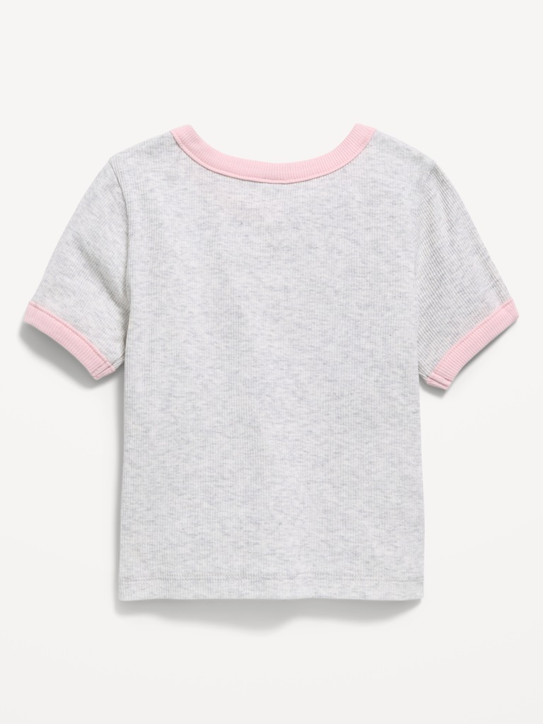 Short-Sleeve Ringer Graphic T-Shirt for Toddler Girls