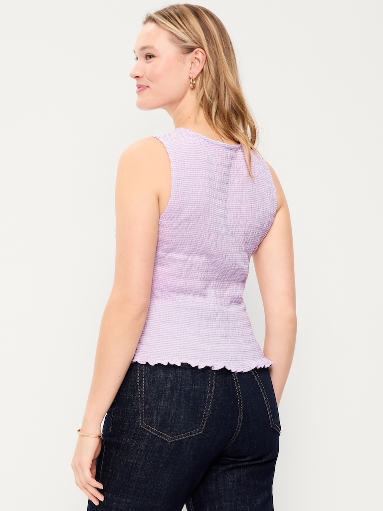 Sleeveless Smocked Tank Top