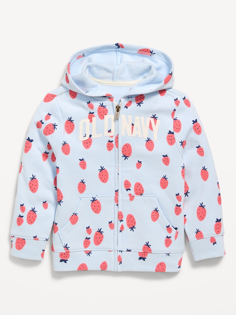 Printed Logo-Graphic Zip Hoodie for Toddler Girls