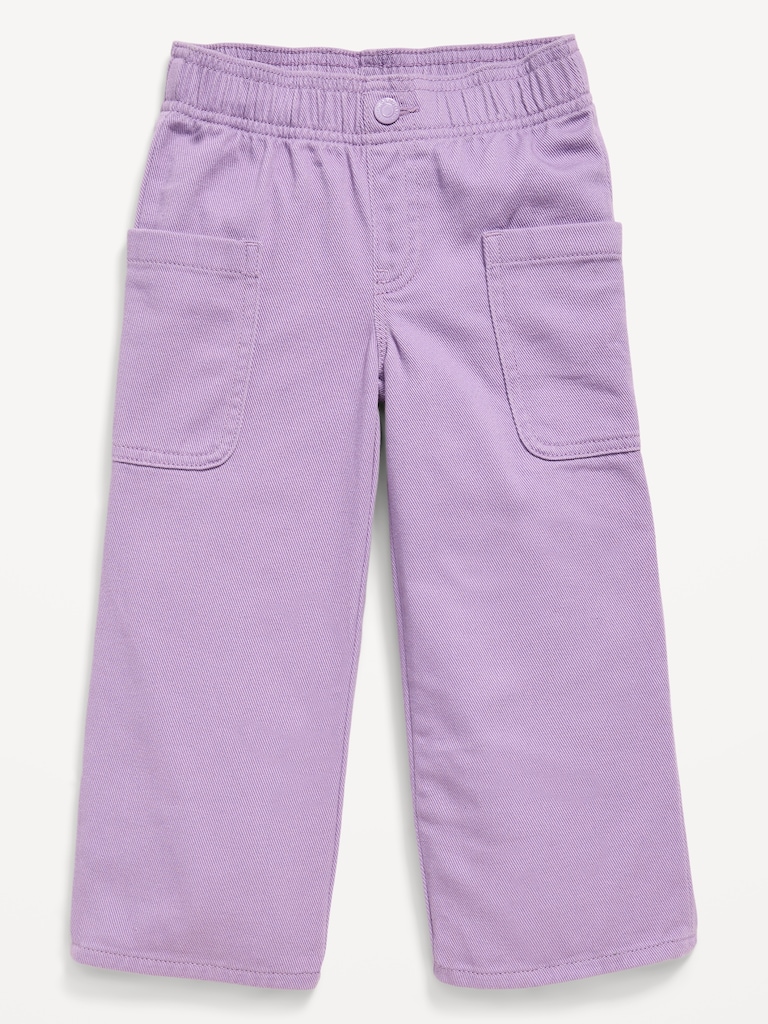 High-Waisted Baggy Wide-Leg Pull-On Pants for Toddler Girls