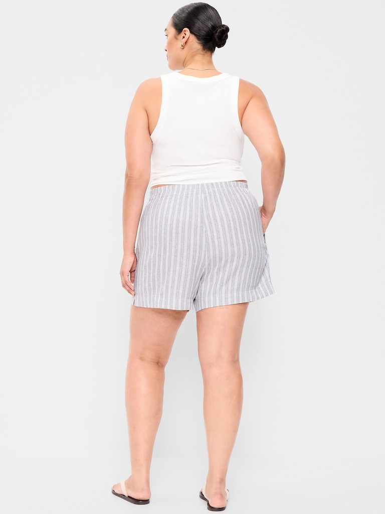 High-Waisted Linen-Blend Shorts -- 3.5-inch inseam