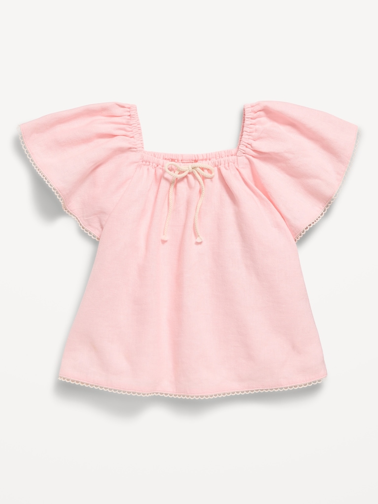 Short-Sleeve Linen-Blend Top for Toddler Girls