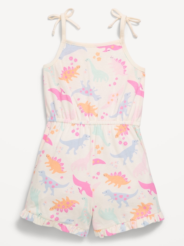 Printed Sleeveless Tie-Bow Romper for Toddler Girls