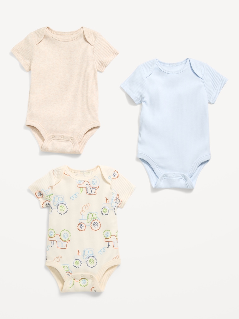 Unisex Ribbed Bodysuit 3-Pack for Baby