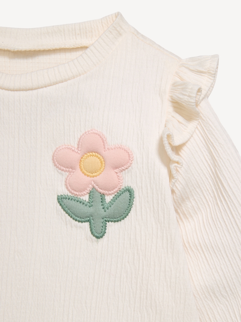 Long-Sleeve Ruffled Top and Wide-Leg Pants Set for Baby