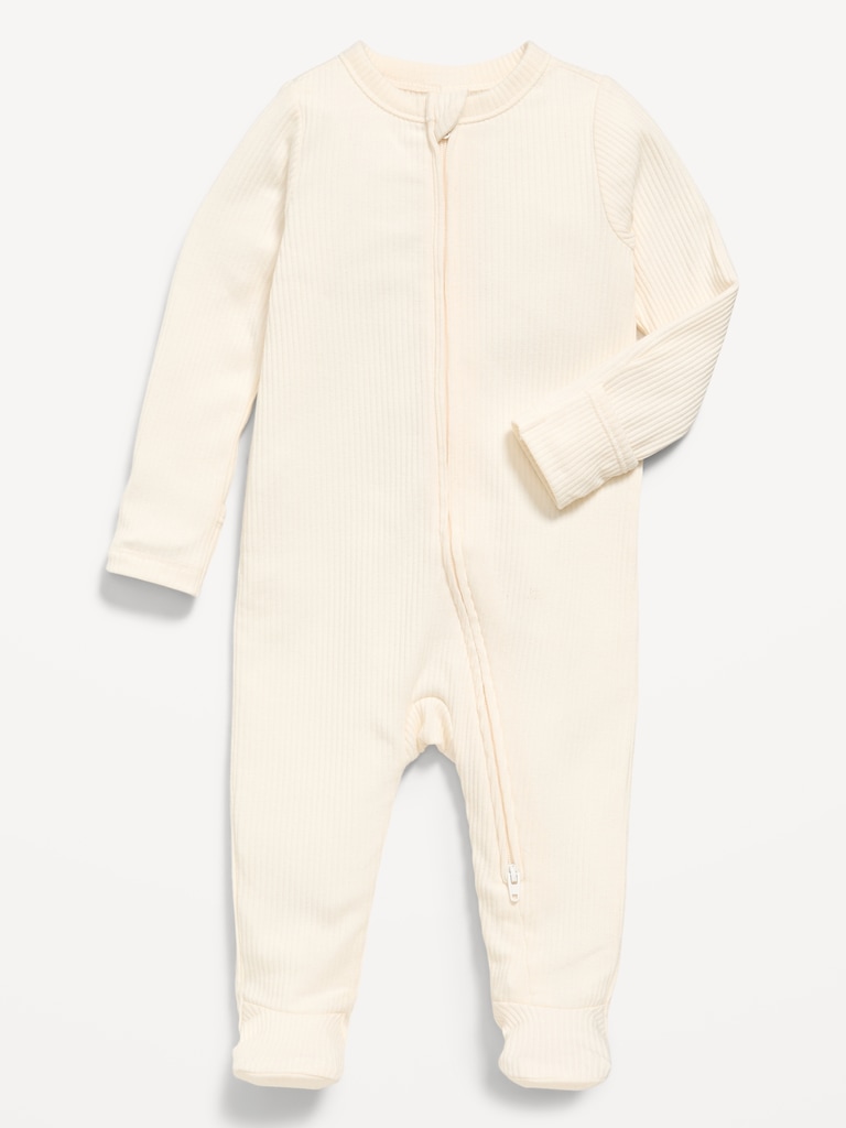 Ribbed 2-Way-Zip Sleep & Play Footed One-Piece for Baby