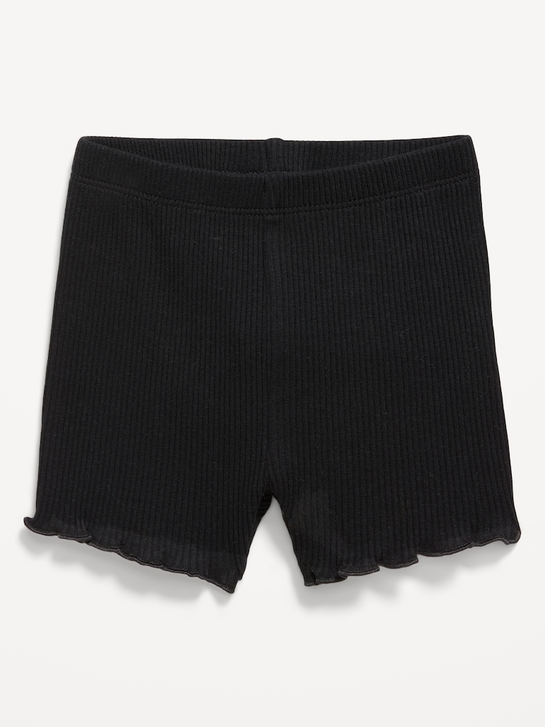Ribbed Lettuce-Edge Biker Shorts for Baby